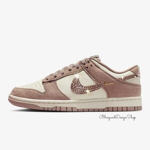 Bling Nike Dunk Low Women's Sneakers Shoes Customized With Rose Gold Crystals